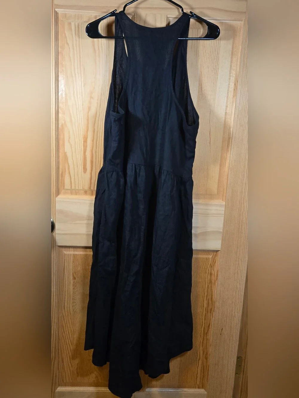 NWT Universal Thread Maxi Dress Linen Rayon Women's XL Black Racerback Pockets